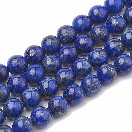 Honeyhandy Natural Lapis Lazuli Beads Strands, Round, 6~7mm, Hole: 1mm, about 60~67pcs/strand, 15.7 inch