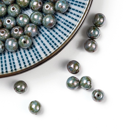 Arricraft Czech Glass Beads, Round, Medium Aquamarine, 6mm, Hole: 0.8mm, about 35pcs/10g