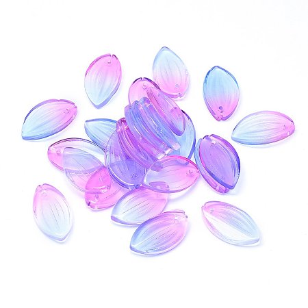 Nbeads Glass Pendants, Lotus Petal, Colorful, 20.5x12x2.5mm, Hole: 1mm