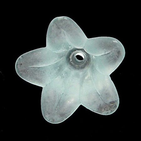 Honeyhandy Light Cyan Frosted Transparent Acrylic Flower Beads, 17.5x12mm, Hole: 1.5mm