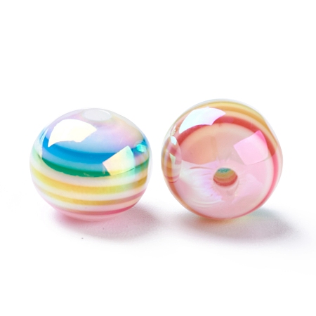 Stripe Resin Beads, AB Color, Rondelle, Colorful, 12x10mm, Hole: 2~2.5mm