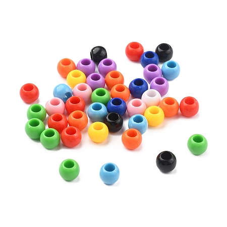 Arricraft Opaque Acrylic European Beads, Large Hole Beads, Rondelle, Mixed Color, 9.5x8mm, Hole: 4.5mm
