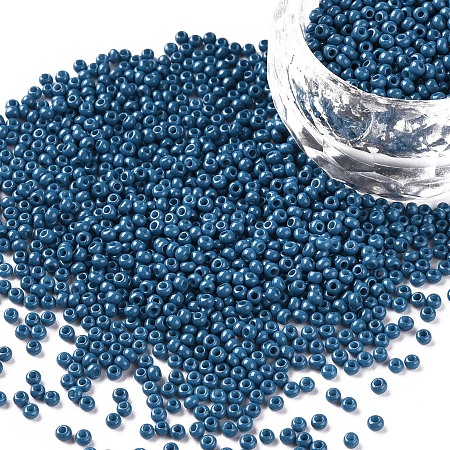 FGB 11/0 Baking Paint Glass Seed Beads, Round, Dodger Blue, 2.3x1.5mm, Hole: 1mm, about 5300pcs/50g