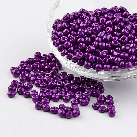 Honeyhandy 6/0 Baking Paint Glass Seed Beads, Medium Orchid, 4~5x3~4mm, Hole: 1~2mm, about 427pcs/50g