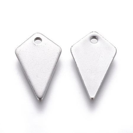 Honeyhandy 304 Stainless Steel Charms, Rhombus, Stainless Steel Color, 15x9x1mm, Hole: 1.2mm