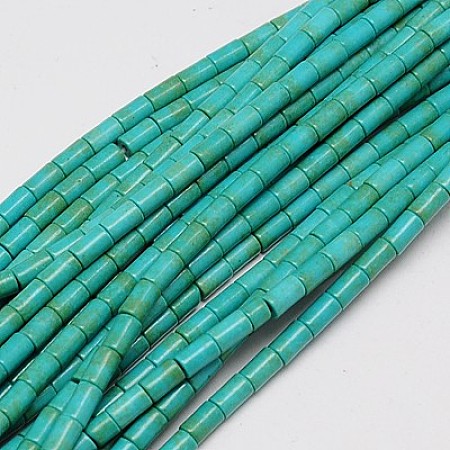 Honeyhandy Synthetic Turquoise Beads Strands, Dyed, Column, Light Sea Green, 6x4mm, Hole: 1mm, about 64pcs/strand, 15.5 inch