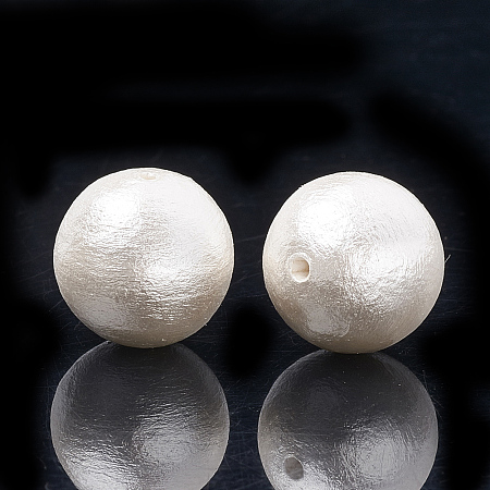 Honeyhandy Compressed Cotton Pearl Beads, Eco-Friendly, Dyed, Round, Creamy White, 12~12.5mm, Hole: 1.5mm