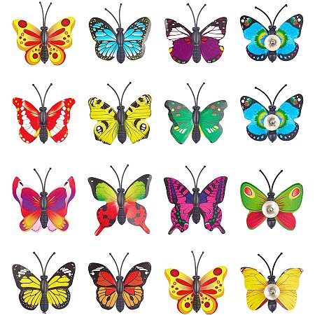 ARRICRAFT Iron Map Pins, with Plastic Butterfly, Drawing Push Pins, for Office & School Supplies, Mixed Color, 38~45x39~41x6.5mm, 30pcs/box