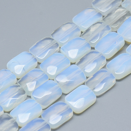 Arricraft Opalite Bead Strands, Faceted, Rectangle, 11x8x5mm, Hole: 1mm, about 18pcs/strand, 7.8 inches
