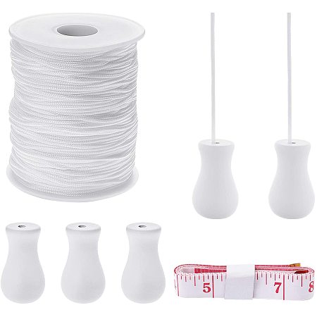 Jewelry Tool Set, with Soft Tape Measure, Wooden Hanging Ball Blind Small Beads, Teardrops Pull End and Nylon Thread, White, 20x0.5mm