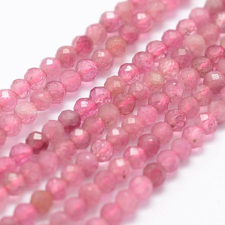 Arricraft Natural Strawberry Quartz Beads Strands, Faceted, Round, 2mm, Hole: 0.5mm, about 175pcs/strand, 14.9 inches(38cm)