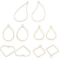 BENECREAT 40Pcs 5 Types 18K Gold Plated Rhombus Pendants Teardrop Pendants Gold Heart Pendant with Loops for Jewelry Making, Earring and Necklace