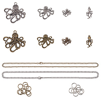 PandaHall Elite 16pcs Antique Bronze & Silver Steampunk Octopus Charms Necklace Pendant Pirate Nautical Accessory with 2 Strands Necklace Chains and 20pcs Jump Rings