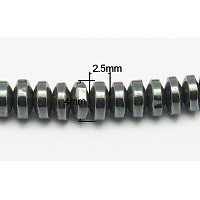 Honeyhandy Non-Magnetic Synthetic Hematite Beads Strands, Disc, Black, 4x1.5~2.5mm, Hole: 1mm, about 185pcs/strand, 15.4 inch