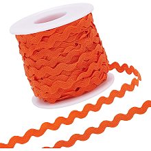 GORGECRAFT Wave Bending Fringe Trim, Sewing Ribbon, with Plastic Empty Spools, Orange,  3/16 inches~3/8 inch(5~8.5mm), about 25m/strand, 1strand