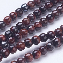 ARRICRAFT Natural Red Tiger Eye Beads Strands, Round, 6mm, Hole: 1mm, about 66pcs/strand, 15.15 inches