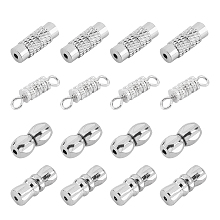 Brass Screw Clasps, Platinum, 11~14.5x3.5~5mm, hole: 0.5~2mm; 100sets/box