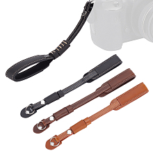 CHGCRAFT 3Pcs 3 Colors PU Leather Camera Hand Strap Camera Wrist Strap with Mounting Ring for DSLR SLR Camera Black Brown Dark Brown, Length 233mm