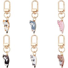 OLYCRAFT 6 Pcs 6-Color Enamel Cat Keychain Cat Enamel Keychains Clips Alloy Trigger Snap Hooks Keyring with Cat Pendants Cat Charms Key Chains Cats Hanging Pendants Keyring for Purse Backpack Ornament