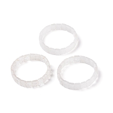 Honeyhandy Natural Quartz Crystal Stretch Bracelets, Faceted, Rectangle, 2-3/8 inch(6cm)