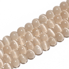 Honeyhandy Cat Eye Beads Strands, Round, BurlyWood, 6mm, Hole: 1mm, about 66pcs/strand, 14 inch