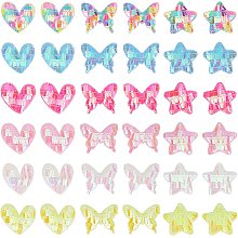 ARRICRAFT 72 Pcs 18 Styles Sequins Patch Stickers, Glittered Butterfly Heart Star Sew On Sequin Applique Shinning Embroidered Patches Repair Applique Crafts for DIY Sewing Hair Clips Clothes Hats