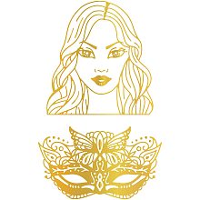 GLOBLELAND 2Pcs Girl and Mask Hot Foil Plate Party Style for DIY Foil Paper Embossing Scrapbooking Decor Greeting Cards Making Christmas Wedding Birthday Thanksgiving Invitation,Matte Platinum