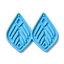 Honeyhandy DIY Leaf Pendant Silicone Molds, Resin Casting Molds, for UV Resin & Epoxy Resin Jewelry Making, Deep Sky Blue, 52.5x69x4mm, Hole: 2mm, Inner Diameter: 49x32mm