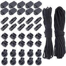 NBEADS 2 Bundles Elastic Cords and 80 Pcs Polyester Cords, Cord Locks Spring Toggles Stoppers and Elastic Cord for Drawstring Shoelaces Clothing Bags