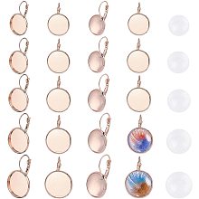 PandaHall Elite 50 Sets Leverback Earring Kits, 5 Sizes Lever Back Hoop Earrings Flat Round Tray Ear Wires Blank Cabochon Setting and Glass Cabochon Tiles for Earring Designs Jewelry Making