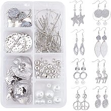 SUNNYCLUE 1 Box DIY 8 Pairs Hammered Dangle Earrings Brass Star Cat Links Pendants Charms Glass Pearl Beads Brass Earring Hooks & Jump Rings & Pins for DIY Earring Jewelery Making, Mixed Color