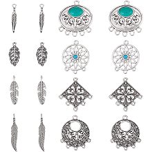 SUNNYCLUE DIY 1 Box 104pcs Chandeliers Charms Feather Charm Bohemian Chandelier Components Links Leaf Charms for Jewelry Making Charms Women Adults DIY Earring Necklace Bracelet Keychains Crafts