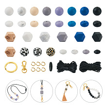 DIY Beaded Keychain Bracelet Making Kit, Including Alloy Split Key Rings & Clasps, Plastic Clasps, Silicone & Wood European Beads, Octagon with Eye & Hexagon & Round, Mixed Color