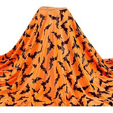 FINGERINSPIRE 2x1.7 Yard Black Bat Pattern Fabric Halloween Fabric by The Yard Dark Orange Nylon Fabric Garment Accessories for Clothing Home Tablecloth Window Halloween Birthday Party Decoration