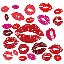 SUPERDANT Valentine's Day Trendy Red Lips Removable Wall Stickers Set of 25 Kisses Self-Adhesive Wall Art Decals for Home Living Room Bedroom Girly Women's Teens Apartment Decor