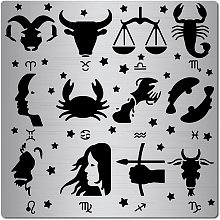 GORGECRAFT 6.3 Inch Metal Constellations Stencils Zodiac Glyphs Symbols Stainless Steel Astrological Astrology Horoscope Sign Template Stencil for Painting, Wood Burning, Pyrography, Engraving Crafts