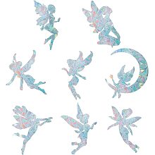 GORGECRAFT 16PCS Angel Window Clings Fairy Anti Collision Rainbow Window Glass Stickers for Birds Strike Decals Non Adhesive Prismatic Vinyl Film for Sliding Doors Windows Glass