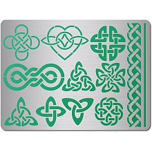 GORGECRAFT 5.5 x 7.5 Wicca Celtic Knot Stencil Wood Carving Stainless Steel Stencils Reusable Viking Symbols Triquetra Stencils Metal Journal Templates for Painting on Wood Wall Canvas Furniture