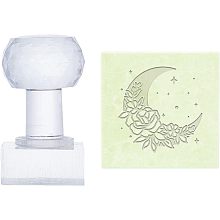 PandaHall Elite Moon Soap Stamp Rose Acrylic Stamp with Handle Round Soap Embossing Stamp Soap Chapter Imprint Stamp for Handmade Soap Cookie Clay Pottery Stamp Biscuits Gummier Making Projects