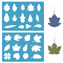 GORGECRAFT Acrylic Earring Handwork Template, Card Leather Cutting Stencils, Deep Sky Blue, Leaf Pattern, 130x90x2mm, 2pcs/set