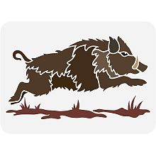 FINGERINSPIRE Wild Boar Painting Stencil 11.7x8.3 inch Reusable Running Pig Pattern Drawing Template Plastic Hollow Out Stencil for Painting on Wall Wood Furniture DIY Home Decoration