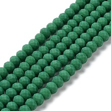 Glass Beads Strands, Faceted, Frosted, Rondelle, Medium Sea Green, 2.5mm, Hole: 1mm, about 195pcs/strand, 11 inch(27.5cm)