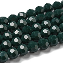 Imitation Porcelain Glass Beads Stands, Faceted, Round, 8mm, Hole: 1mm, about 72pcs/strand, 20.67''(52.5cm)