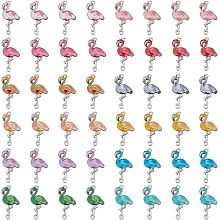 PandaHall Elite 48pcs Flamingo Charms, 12 Colors Alloy Enamel Connector Charms Platinum Colored Pendants Romantic Charms for Valentine's Day Hawaii DIY Bracelet Necklace Earring Making