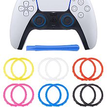 SUPERFINDINGS 12Pcs 6 Colors Controller Accent Ring Plastic Decorative Accent Rings with 1Pc POM Resin Pry Tool Custom Accent Rings for PS5 Controller Game Controller