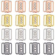 SUPERFINDINGS 16Pcs 4 Colors Bra Clasp Replacement Part Alloy Rhinestone Bikini Clips Bra Buckle Closing Hook Closure Mixed Color Bra Safe Lock Front Closing for Bra Making Lingerie Sewing