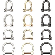 ARRICRAFT 12pcs D-Rings with Closing Screws, 2 Styles Horseshoe U Shape D Rings Shackle Key Holder Screw in Shackle for DIY Leather Strap Craft Keychain Holder Purse Accessories(0.8, 0.9 inch)