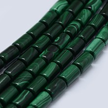 Honeyhandy Natural Malachite Beads Strands, Column, 10x6mm, Hole: 0.8mm, about 41pcs/strand, 15.5 inch(39.5cm)