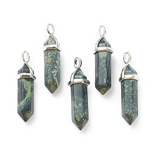 Honeyhandy Natural Kambaba Jasper Pendants, with Platinum Tone Brass Findings, Bullet, 39.5x12x11.5mm, Hole: 4.5x2.8mm