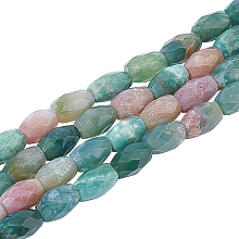 Nbeads 2 Strands Natural Indian Agate Beads Strands, Faceted, Oval, 8.5~9x6mm, Hole: 1mm, about 22pcs/strand, 8.07''(20.49cm)